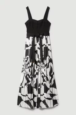 Brand new 🤩 Karen Millen Top Stitch Printed Satin Woven Midi 👗 Dress 👏 -Dresses Sales Store bkk07808 mono xl 3