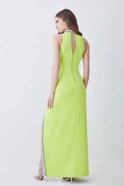 Best Pirce 🔥 Karen Millen Tall Crystal Embellished Woven Maxi 👗 Dress ⌛ -Dresses Sales Store bkk07836 lime xl 2