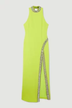 Best Pirce 🔥 Karen Millen Tall Crystal Embellished Woven Maxi 👗 Dress ⌛ -Dresses Sales Store bkk07836 lime xl 3
