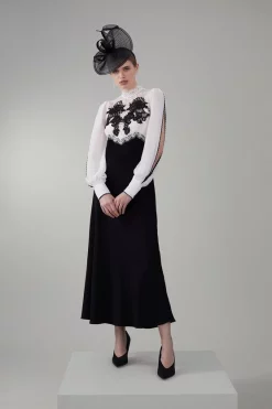 Outlet π Karen Millen Lace Embroidered Woven Midi π Dress π