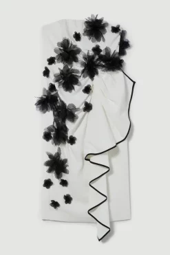 Outlet 🧨 Karen Millen Petite Bandeau Flower Applique Midi 👗 Dress 🌟 -Dresses Sales Store bkk07853 white xl 4