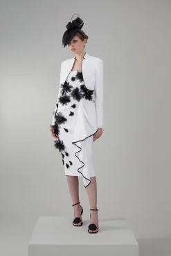 Outlet 🧨 Karen Millen Petite Bandeau Flower Applique Midi 👗 Dress 🌟 -Dresses Sales Store bkk07853 white xl 5