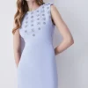 Discount 🧨 Karen Millen Crystal Embellished Lace Mix Mini 👗 Dress ✨
