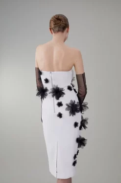 Budget 👏 Karen Millen Bandeau Flower Applique Midi 👗 Dress 💯 -Dresses Sales Store bkk07856 white xl 2