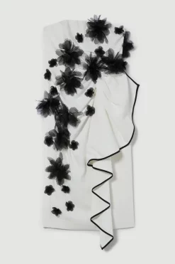 Budget 👏 Karen Millen Bandeau Flower Applique Midi 👗 Dress 💯 -Dresses Sales Store bkk07856 white xl 3