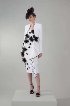 Budget 👏 Karen Millen Bandeau Flower Applique Midi 👗 Dress 💯 -Dresses Sales Store bkk07856 white xl 4