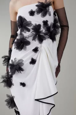 Budget 👏 Karen Millen Bandeau Flower Applique Midi 👗 Dress 💯 -Dresses Sales Store bkk07856 white xl 5