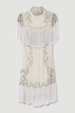 Best reviews of 🤩 Karen Millen Pearl Embellished Fringed Woven Mini 👗 Dress 😉 -Dresses Sales Store bkk07886 ivory xl 3