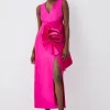 Discount ✔️ Karen Millen Petite Rosette Taffeta Column Midi 👗 Dress 🧨 -Dresses Sales Store bkk07954 pink xl