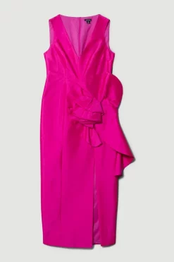 Discount ✔️ Karen Millen Petite Rosette Taffeta Column Midi 👗 Dress 🧨 -Dresses Sales Store bkk07954 pink xl 3