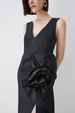 Discount π Karen Millen Rosette Taffeta Column Midi π Dress β¨ 13 Discount π Karen Millen Rosette Taffeta Column Midi π Dress β¨ -Dresses Sales Store bkk07955 black xl 4