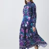 Best Sale 😉 Karen Millen Tall Boarder Floral Print Satin Woven Midi 👗 Dress 🧨 -Dresses Sales Store bkk07988 purple xl