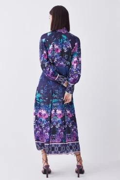 Best reviews of 🤩 Karen Millen Petite Boarder Floral Print Satin Woven Midi 👗 Dress 💯 -Dresses Sales Store bkk08007 purple xl 2