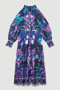 Best reviews of 🤩 Karen Millen Petite Boarder Floral Print Satin Woven Midi 👗 Dress 💯 -Dresses Sales Store bkk08007 purple xl 3