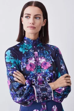 Best reviews of 🤩 Karen Millen Petite Boarder Floral Print Satin Woven Midi 👗 Dress 💯 -Dresses Sales Store bkk08007 purple xl 4