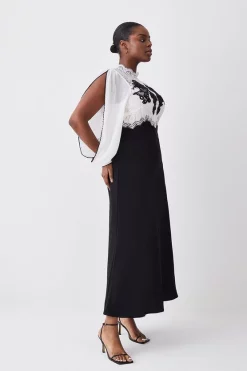 Hot Sale ✔️ Karen Millen Plus Size Lace Embroidered Woven Midi 👗 Dress 💯