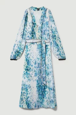 New ⌛ Karen Millen Soft Snake Print Satin Piped Zip Front Midi 👗 Dress 🌟 -Dresses Sales Store bkk08088 snake xl 3