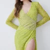 Cheap 🥰 Karen Millen Crystal Embellished Draped Front Maxi 👗 Dress 🔥 -Dresses Sales Store bkk08104 apple20green xl