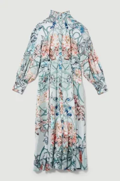 Brand new 👏 Karen Millen Petite Mirrored Floral Satin Woven Midi 👗 Dress 💯 -Dresses Sales Store bkk08125 sage xl 3
