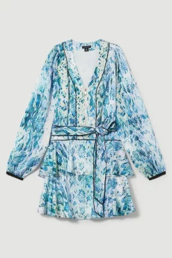 Cheapest 😉 Karen Millen Soft Snake Satin Piped Tiered Belted Mini 👗 Dress 🛒 -Dresses Sales Store bkk08150 snake xl 3