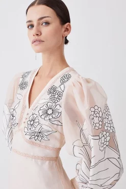 Discount 🥰 Karen Millen Petite Applique Organdie Woven Maxi 👗 Dress 😀 -Dresses Sales Store bkk08153 blush xl 4