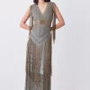 Deals 🤩 Karen Millen Petite Beaded Fringed Woven Maxi 👗 Dress 👍 -Dresses Sales Store bkk08261 sage xl