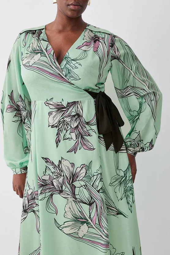 Outlet β Karen Millen Plus Size Floral π¨ Hammered Satin Woven Wrap Midi π Dress π€© 4 Outlet β Karen Millen Plus Size Floral π¨ Hammered Satin Woven Wrap Midi π Dress π€© - Image 2
