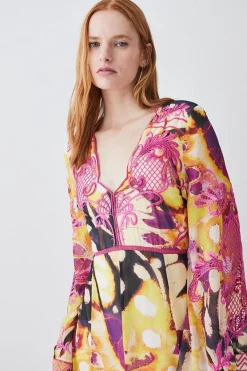 Deals 🔔 Karen Millen Floral Applique Woven Midi 👗 Dress 😀 -Dresses Sales Store bkk08320 multi xl 4