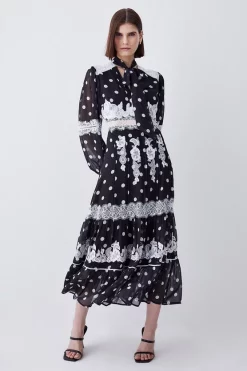 Best reviews of 👍 Karen Millen Polka Dot Mix Lace & Embroidery Maxi 👗 Dress 🥰