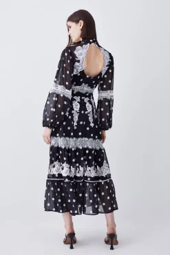 Best reviews of 👍 Karen Millen Polka Dot Mix Lace & Embroidery Maxi 👗 Dress 🥰 -Dresses Sales Store bkk08346 black xl 2