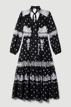 Best reviews of 👍 Karen Millen Polka Dot Mix Lace & Embroidery Maxi 👗 Dress 🥰 -Dresses Sales Store bkk08346 black xl 3