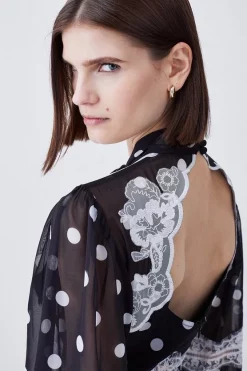 Best reviews of 👍 Karen Millen Polka Dot Mix Lace & Embroidery Maxi 👗 Dress 🥰 -Dresses Sales Store bkk08346 black xl 6