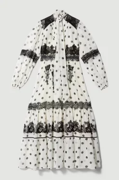 Top 10 🥰 Karen Millen Tall Polka Dot Mix Lace & Embroidery Maxi 👗 Dress 🤩 -Dresses Sales Store bkk08347 white xl 3