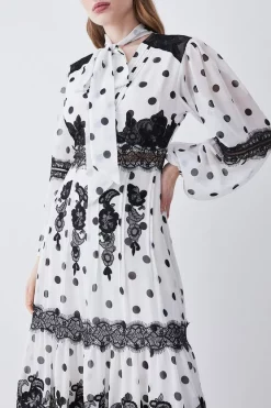 Top 10 🥰 Karen Millen Tall Polka Dot Mix Lace & Embroidery Maxi 👗 Dress 🤩 -Dresses Sales Store bkk08347 white xl 4