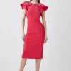Brand new ✔️ Karen Millen Embellished Stretch Woven Midi 👗 Dress 🧨 -Dresses Sales Store bkk08354 hot20pink xl
