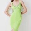 Best Sale ✨ Karen Millen Embellished Stretch Woven Midi 👗 Dress ⌛ -Dresses Sales Store bkk08455 apple20green xl