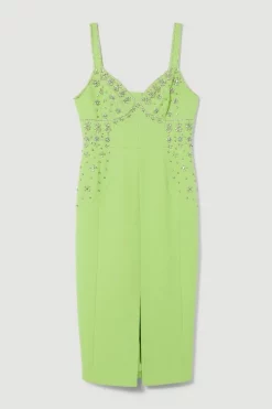 Best Sale ✨ Karen Millen Embellished Stretch Woven Midi 👗 Dress ⌛ -Dresses Sales Store bkk08455 apple20green xl 3
