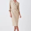 Cheapest 🎉 Karen Millen Petite Compact Crepe Wrap Waist Pencil Midi 👗 Dress ⭐ -Dresses Sales Store bkk08593 camel xl