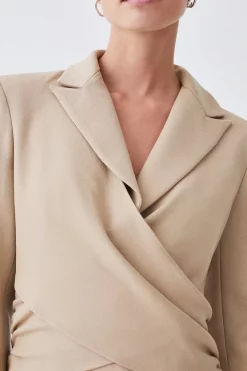 Cheapest 🎉 Karen Millen Petite Compact Crepe Wrap Waist Pencil Midi 👗 Dress ⭐ -Dresses Sales Store bkk08593 camel xl 4