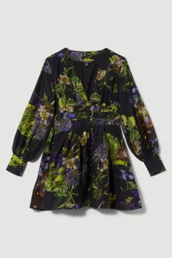 Cheapest ⭐ Karen Millen Silk Cotton Botanica Floral Woven Short 👗 Dress 🤩 -Dresses Sales Store bkk08652 floral xl 3