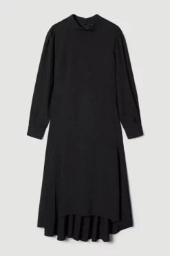 Best deal 🤩 Karen Millen Petite Soft Tailored High Low Sleeved Midi 👗 Dress 🔔 -Dresses Sales Store bkk08965 black xl 3