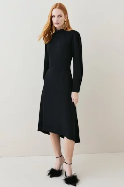 Best deal 🤩 Karen Millen Petite Soft Tailored High Low Sleeved Midi 👗 Dress 🔔 -Dresses Sales Store bkk08965 black xl 4