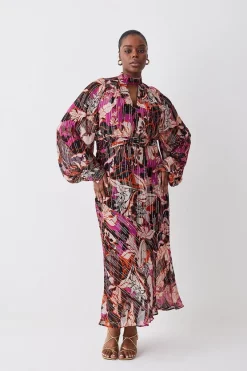 Outlet 🥰 Karen Millen Plus Size Metallic Iridescent Column Midi 👗 Dress ✔️