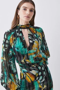 Budget 🔥 Karen Millen Metallic Iridescent Column Midi 👗 Dress 🔔 -Dresses Sales Store bkk08989 green xl 4