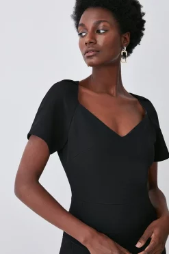 Cheap 💯 Karen Millen Structured Crepe Square Neck Midi 👗 Dress 💯 -Dresses Sales Store bkk08994 black xl 2