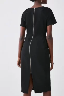 Cheap 💯 Karen Millen Structured Crepe Square Neck Midi 👗 Dress 💯 -Dresses Sales Store bkk08994 black xl 4