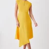 Buy 🥰 Karen Millen Petite Soft Tailored Key Hole Cap Sleeve High Low 👗 Dress 🔔