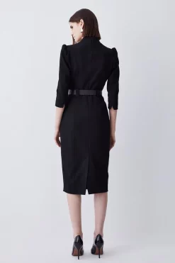 Best deal 🔔 Karen Millen Structured Crepe Belted Forever Midi 👗 Dress 😍 -Dresses Sales Store bkk09792 black xl 2
