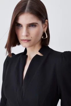 Best deal 🔔 Karen Millen Structured Crepe Belted Forever Midi 👗 Dress 😍 -Dresses Sales Store bkk09792 black xl 4