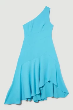 Outlet 🎉 Karen Millen One Shoulder Soft Tailored High Low Midi 👗 Dress 😍 -Dresses Sales Store bkk09859 aqua xl 3